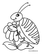 Bug on Flower Coloring Page
