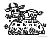 Cow Eating Flowers