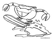Crab Surfing Coloring Page 3