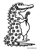 Crocodile with Flowers