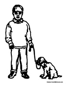 Boy Walking Dog
