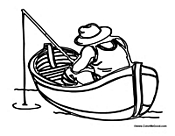 Man Fishing in Boat