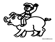 Boy Riding Pig