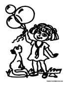 Girl with Balloons and Squirrel