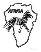Map of Africa with Zebra