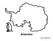 Antarctica Map with Penguin