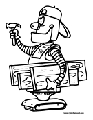 Robot Worker Coloring Page