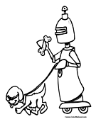 Robot Dog Walker Coloring