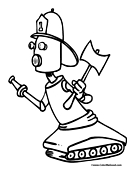 Robot Fire Fighter Coloring Page