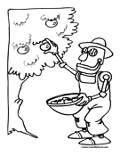 Robot Farmer Coloring Page