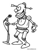 Robot Singer Coloring Page