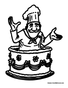 Chef Coming Out of Cake