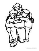 Dad with his Kids Hugging