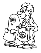 Ghost and Clown Costume Coloring Page