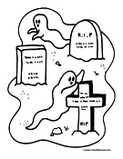 Halloween Cemetary Coloring Page