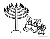 Cat and Mouse with Menorah