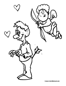 Cupid Hits Man Coloring Page