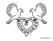 Two Doves with Heart Wreath