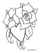 Heart and Flowers Coloring
