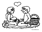Love Coloring Page 2 Picnic