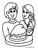 Love Coloring Page 4 Baking a Cake