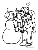Boy and Girl Building Snowman