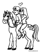 Love Coloring Page 7 Riding a Horse