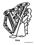 Girl Playing Harp