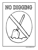 No Digging Sign Coloring Page