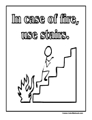 In Case Of Fire, Use Stairs Sign Coloring Page