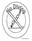 No Diving Sign Coloring Page