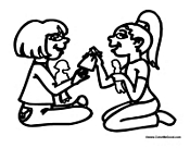 Two Girls Playing Dolls