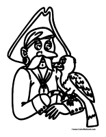 Pirate and Parrot Coloring