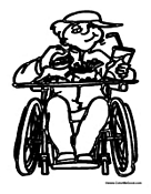 Boy Eating Lunch in Wheelchair