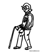 Man Walking with a Cane