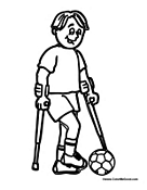 Student with Crutches Playing Sports