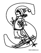 Alphabet Coloring - S is for Ski