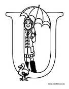 Alphabet Coloring - U is for Umbrella