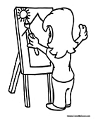 Girl Painting a Picture in Art