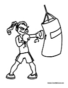 Girl Boxing Punching Bag