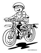 Boy Riding Bike Coloring Page