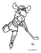 Moose Hockey Coloring Page