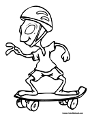 Alien Skateboard Coloring Page