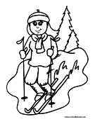 Girl on Skis Coloring Page