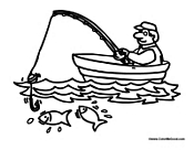 Man Fishing in Boat