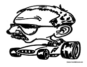 Cartoon Big Head Racecar