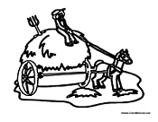 Farm Horse and Hay Cart
