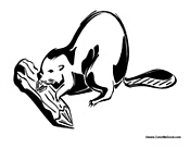 Beaver Chopping Wood