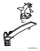 Penguin Diving into Water