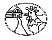 Rooster with Barn